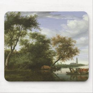 Wooded river landscape mouse mat