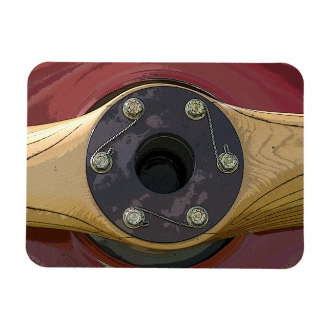 Wooden Aeroplane Propeller Rectangle Magnet (Horizontal)