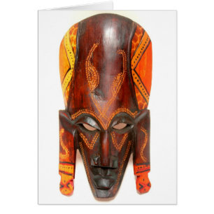 wooden african mask card