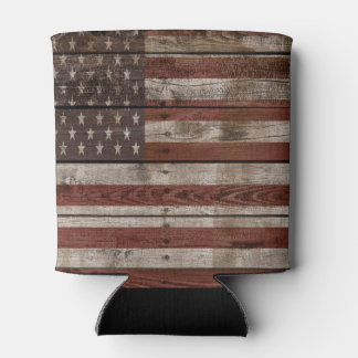 Wooden American Flag Can Cooler