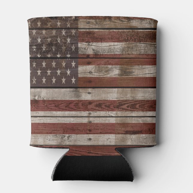 Wooden American Flag Can Cooler (Back)