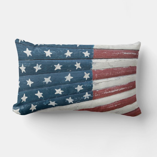 wooden American flag Lumbar Cushion (Front)