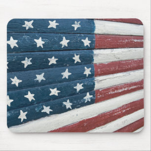 Wooden American Flag Mouse Mat