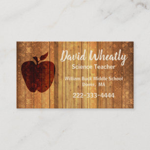 Wooden Apple Teacher Business Card