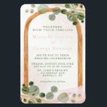 Wooden Arch Eucalyptus Pink Wedding Invite Magnet<br><div class="desc">You will love this wooden arch with an airy eucalyptus plant flowing over and under the arch with a delicate soft blush pink watercolor paint on the bottom of the arch. Matching products are available.</div>