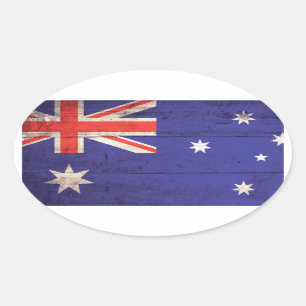 Wooden Australia Flag Oval Sticker