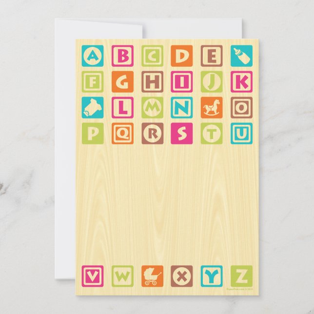 Wooden Baby Blocks Baby Shower Invitations (Front)