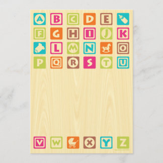 Wooden Baby Blocks Baby Shower Invitations