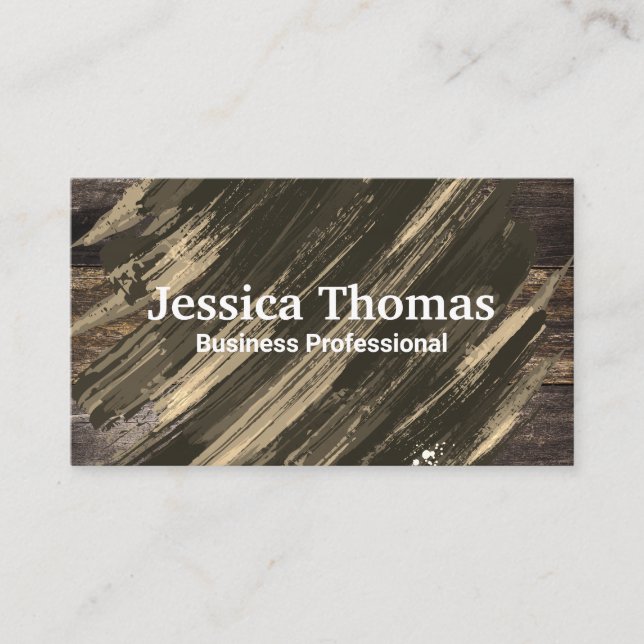 Wooden Background | Brushed Texture Business Card (Front)