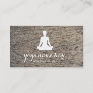 Wooden Background Elegant Meditation Om Logo Yoga Business Card