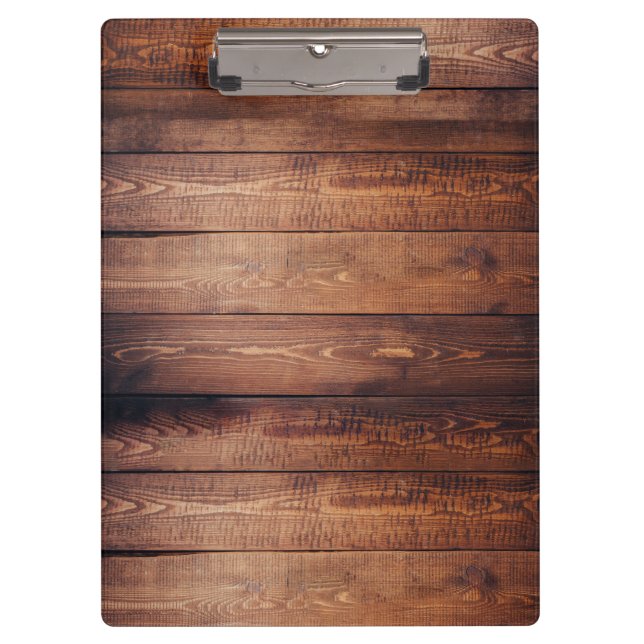 Wooden Background Modern Elegant Clipboard (Front)