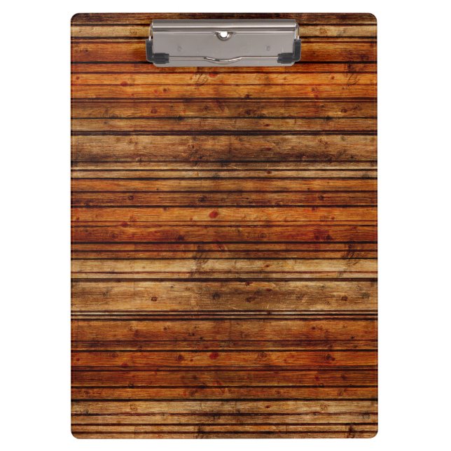 Wooden Background Modern Elegant Clipboard (Front)