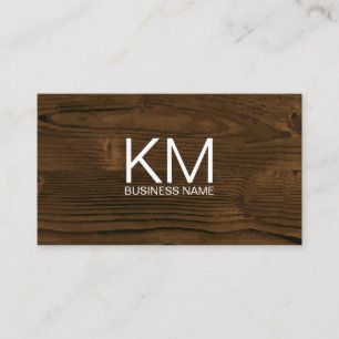 Wooden Background   Monogram Business Card