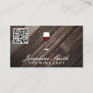 Wooden Background   Wine   QR Code Business Card