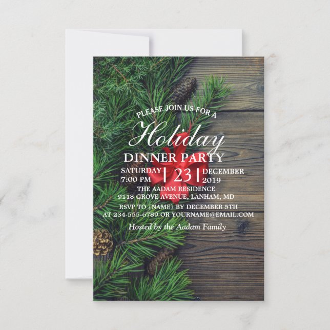 wooden background with christmas theme invitation (Front)