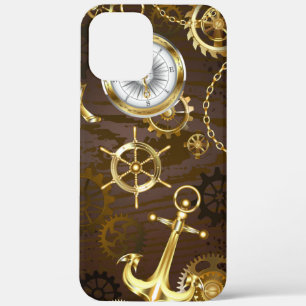Wooden Background with Mechanical Seahorse iPhone 12 Pro Max Case