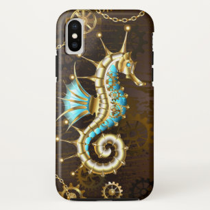 Wooden Background with Mechanical Seahorse iPhone X Case