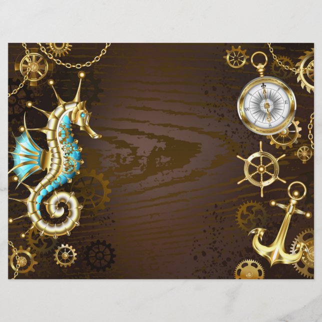 Wooden Background with Mechanical Seahorse Flyer (Front)