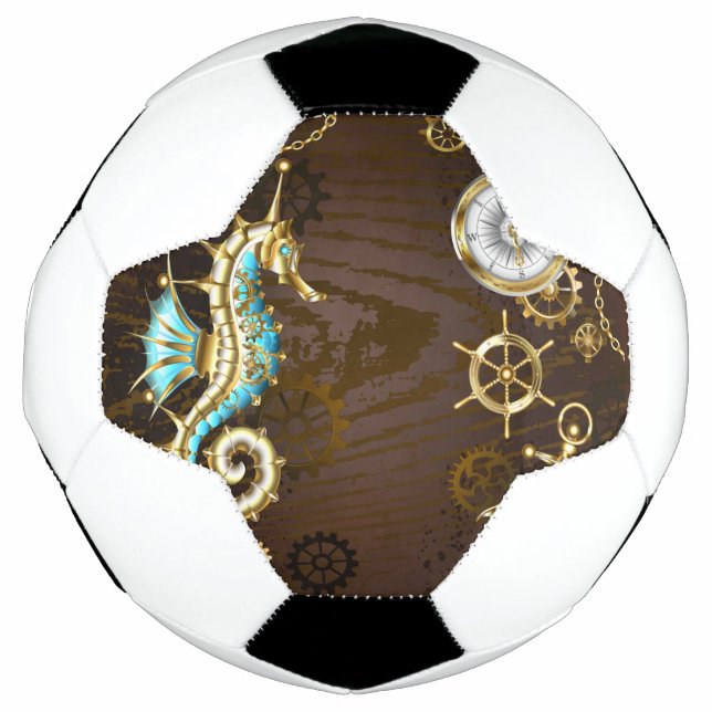 Wooden Background with Mechanical Seahorse Football (Front)