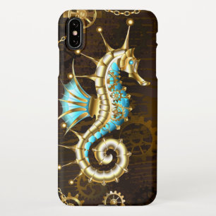 Wooden Background with Mechanical Seahorse iPhone XS Max Case