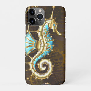 Wooden Background with Mechanical Seahorse iPhone 11Pro Case