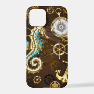Wooden Background with Mechanical Seahorse iPhone 12 Pro Case