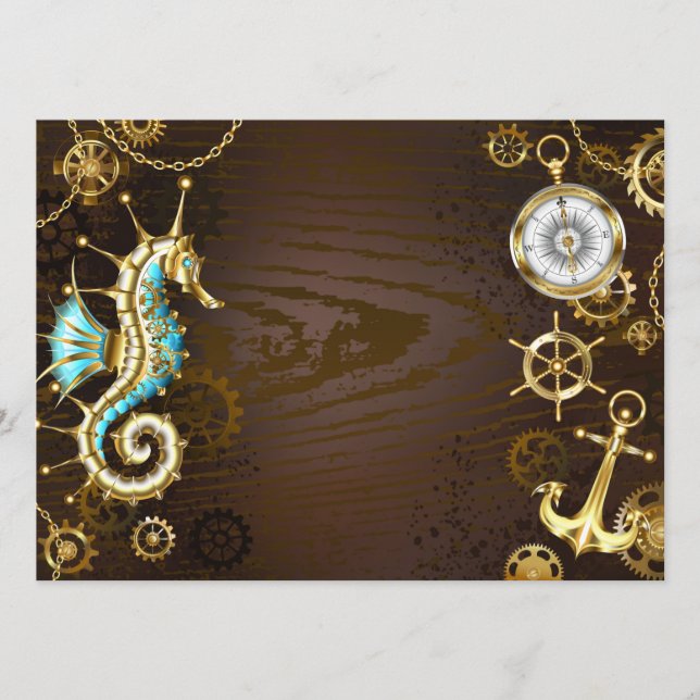 Wooden Background with Mechanical Seahorse Programme (Front)