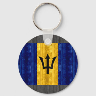 Wooden Barbadian Flag Key Ring