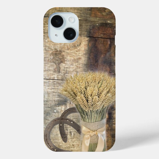 Wooden Barrel western country horseshoe wheat Case-Mate iPhone Case (Back)