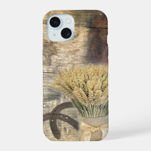 Wooden Barrel western country horseshoe wheat iPhone 15 Case