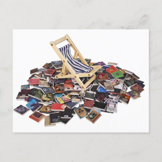 Wooden Beach Chair on a pile of books Postcard