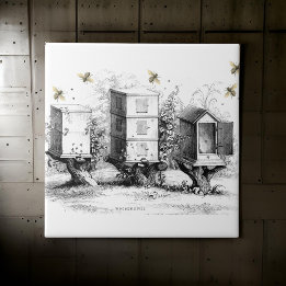 Wooden Bee Hives Beekeeping Black Beige | Tile