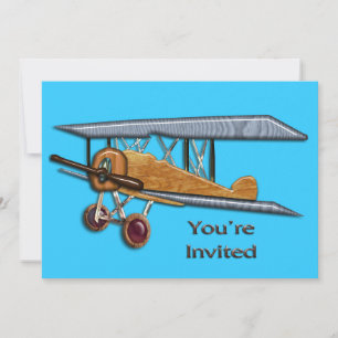Wooden Biplane Invite