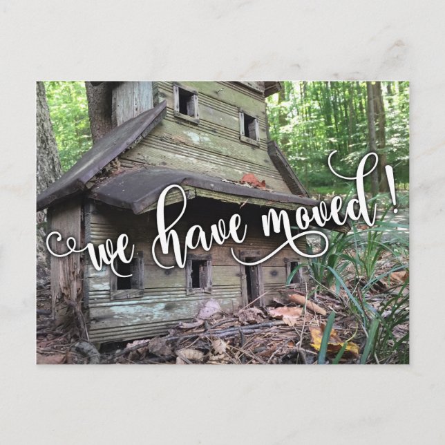 Wooden Birdhouse Photo "We've Moved" Notice, 2 Announcement Postcard (Front)
