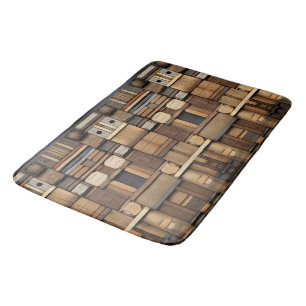 Wooden Block Typography and Art Collage 9 Bath Mat