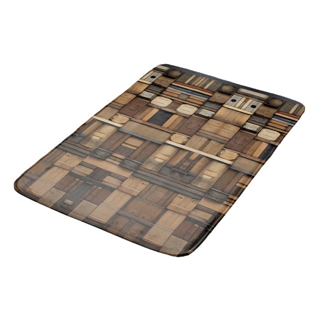 Wooden Block Typography and Art Collage 9 Bath Mat (Angled)