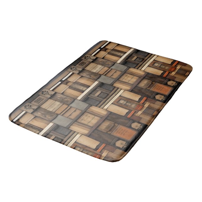 Wooden Block Typography and Art Collage Bath Mat (Angled)