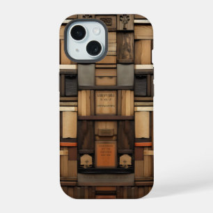 Wooden Block Typography and Art Collage iPhone 15 Case
