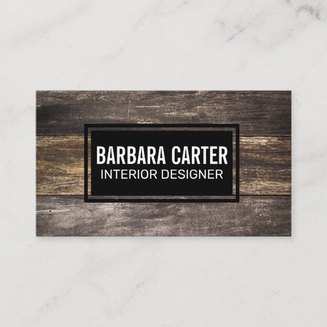 Wooden Boards Background Business Card (Front)