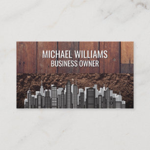 Wooden Boards Dirt   City Business Card