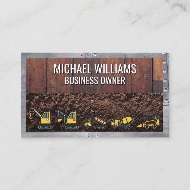 Wooden Boards Dirt | Metal Rivets Business Card (Front)