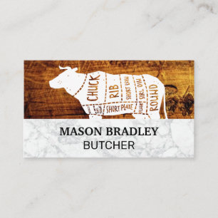 Wooden Boards Marble   Beef Diagram Business Card