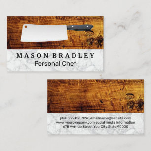 Wooden Boards Marble   Butcher Knife Business Card