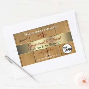 Wooden Boards Product Label Gold Border Heart Logo
