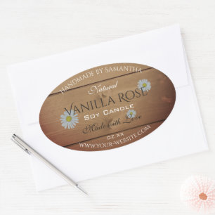 Wooden Boards Product Packaging Label Daisy Flower