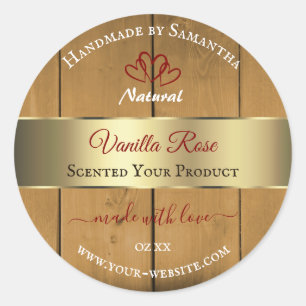 Wooden Boards Product Packaging Labels Gold Border