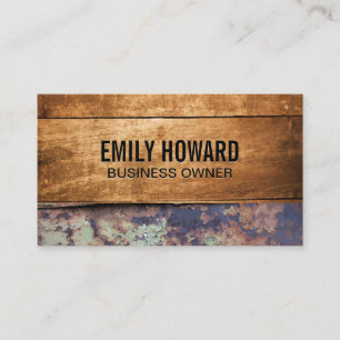 Wooden Boards Rusted Metal Business Card