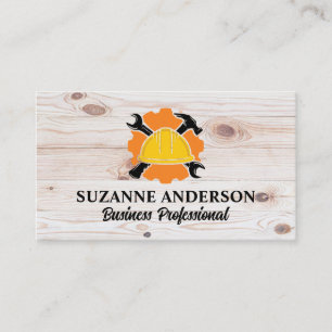 Wooden Boards   Tools Hardhat Construction Business Card