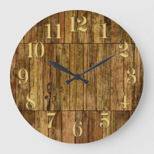 Wooden Boards Wood Panel Effect Clock