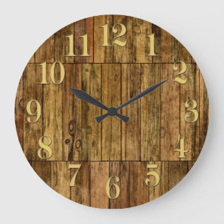 Wooden Boards Wood Panel Effect Clock
